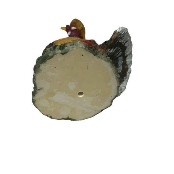 Resin Turkey Figurine with Straw Hat and Harvest Bounty Thanksgiving 4.4" - Picture 5 of 5